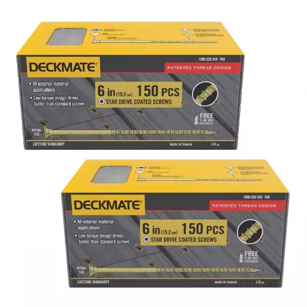 (2) Deckmate ¼ in. x 6 in. Tan Star Drive Flat-Head Wood Deck Screws (150-Piece)