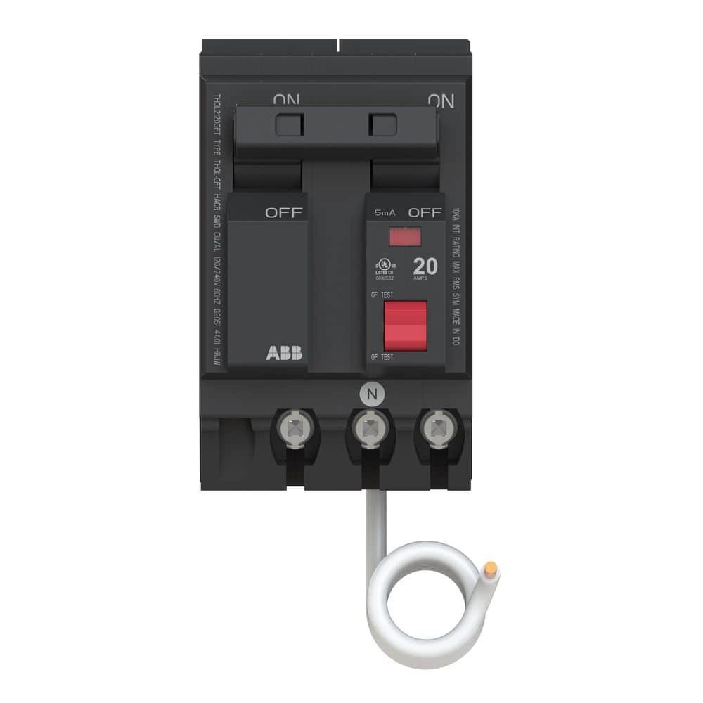 ABB 20 Amp Double Pole Ground Fault Breaker with Self-Test (THQL2120GFTA)