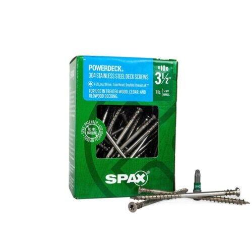 #10 x 3-1/2 in. Exterior Trim Head Stainless Steel Wood Deck Screws Powerdeck Torx T-Star Plus(57 Each)1 LB Bit Included