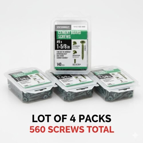 (4) #9 x 1-5/8". Ribbed Flat Head T25 Star Drive Cement Board Screw (560-Total) — main image