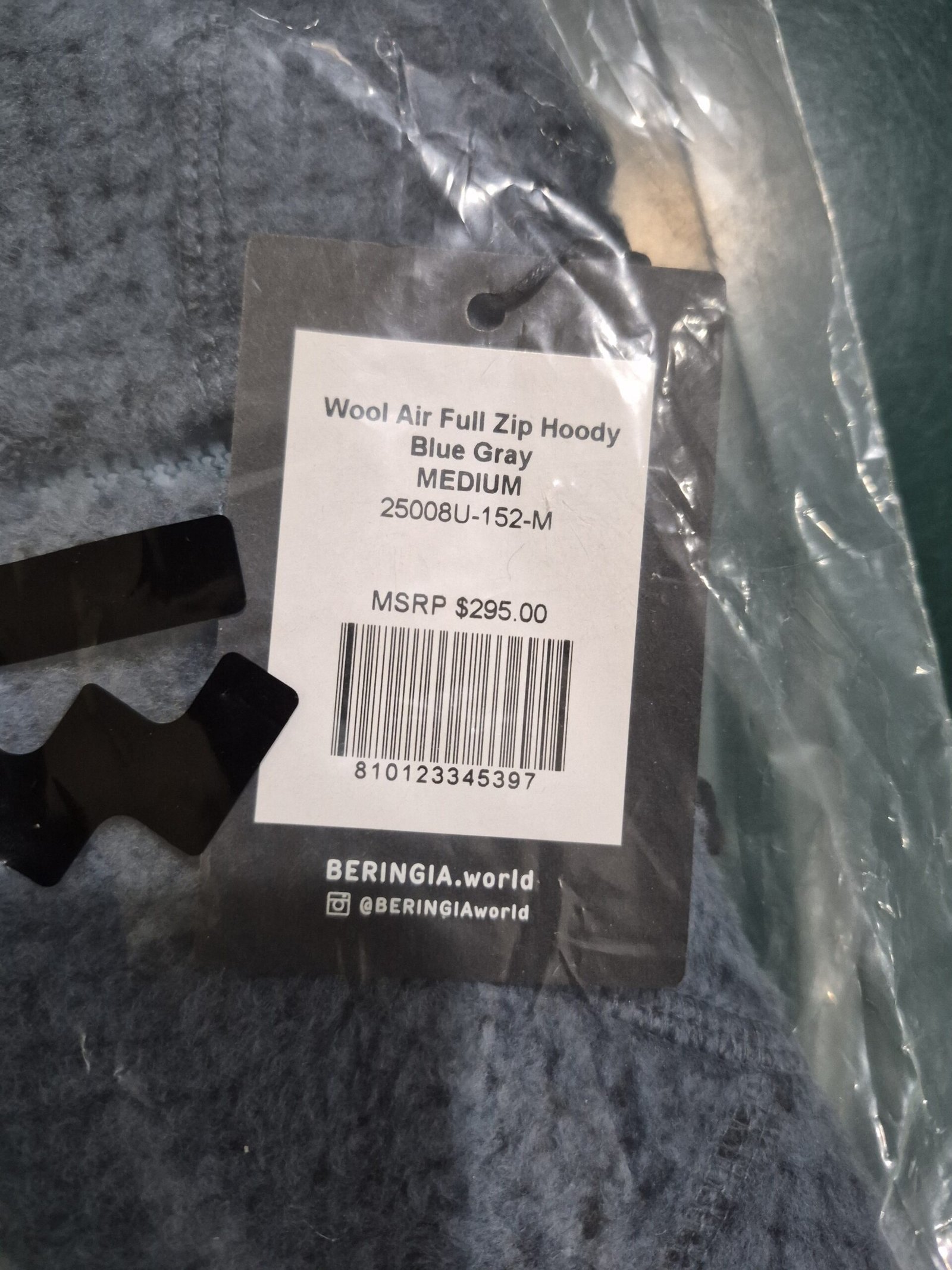 Beringia Men's Wool Air Full Zip Hoody - Blue Gray, Size S (Copy) — image 4 of 6