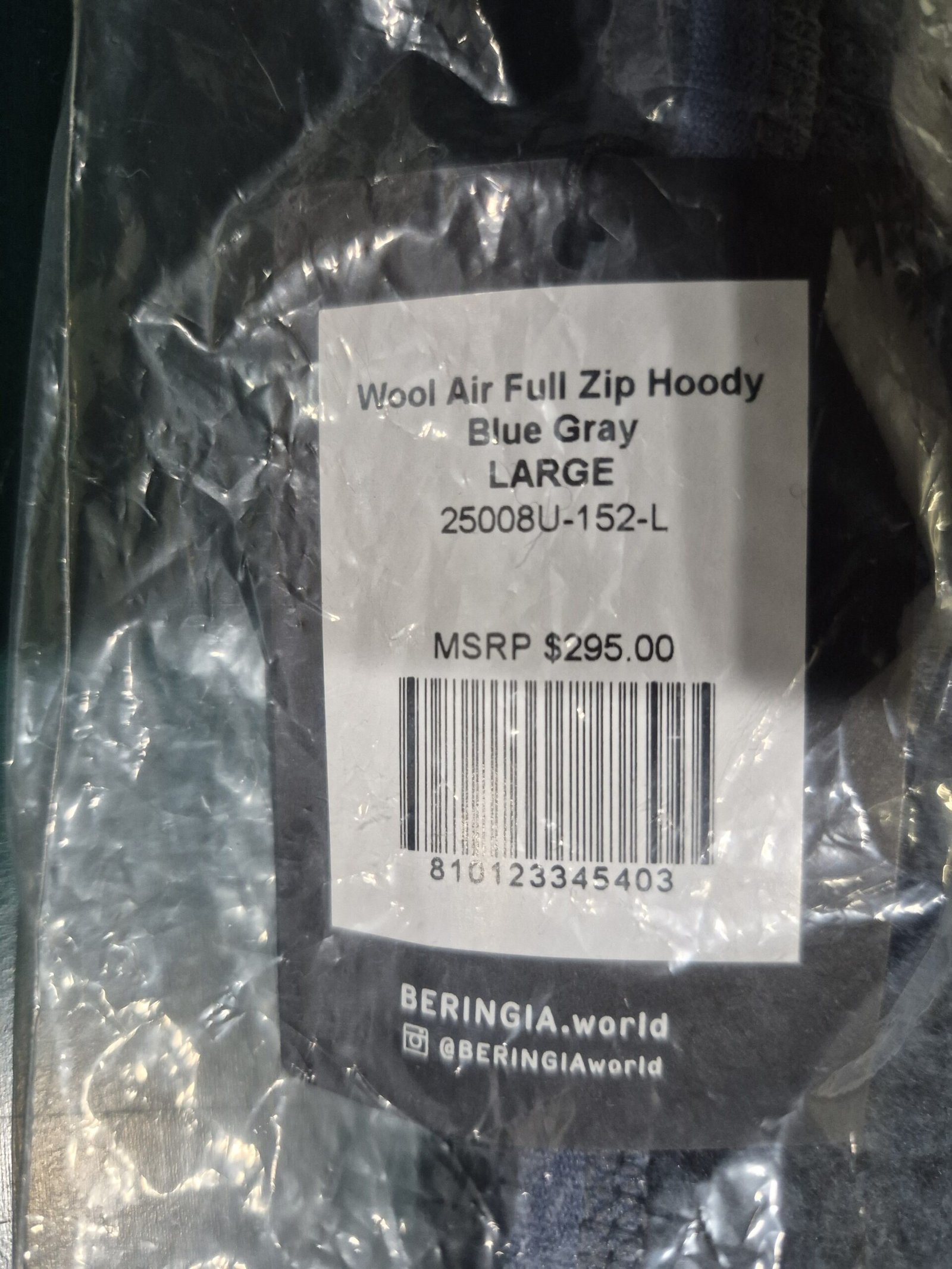 Beringia Men's Wool Air Full Zip Hoody - Blue Gray, Size Large — image 5 of 7