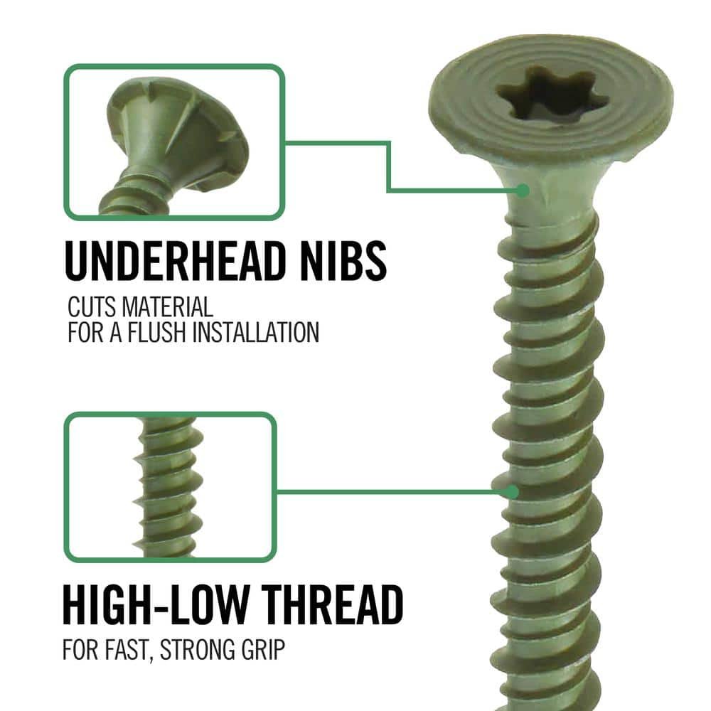 Everbilt #9 x 1-1/4 in. Ribbed Flat Head T25 Star Drive Cement Board Screw (750-Pack) EB0314074 — image 3 of 6