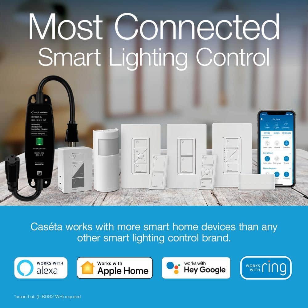 Caseta Smart Switch for All Bulb Types or Fans, 5A, Neutral Wire Required, White (PD-5ANS-WH-R) - Image 7