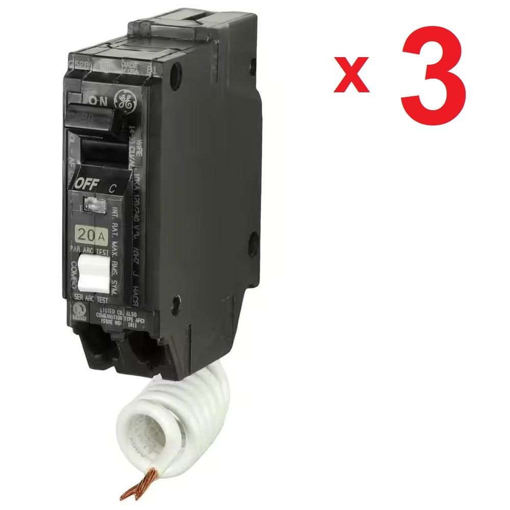 (3) GE Q-Line 20 Amp 1 in. Single Pole Arc Fault Combination Circuit Breaker THQL1120AFP2 — main image