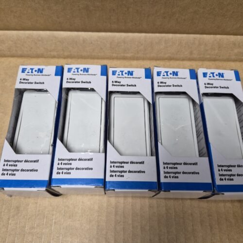 (5) Eaton 15 Amp 4-Way Rocker Decorator Switch, White 7504W — main image