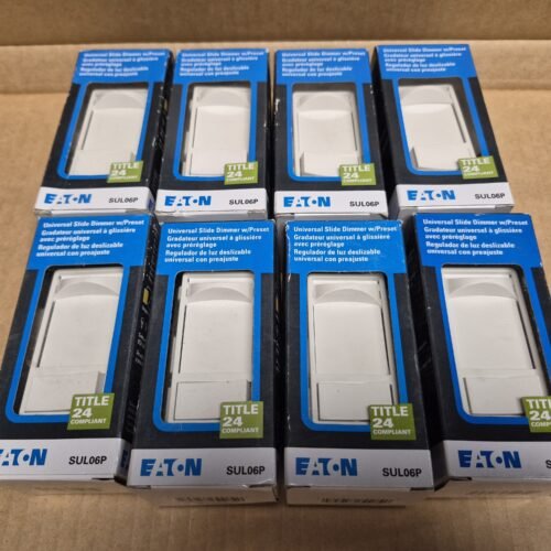 Lot of 8 Eaton SUL06P-W 1-Pole 3-Way Slide Dimmer with Preset — main image