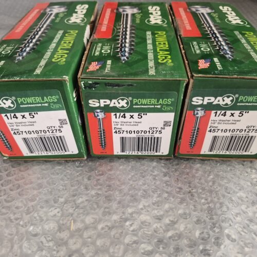 (3)SPAX 1/4 x 5 in. Powerlag Hex Drive Washer Head Zinc Lag Screw (50 per Box) — main image