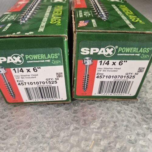 (2) SPAX 1/4 in. x 6 in. Hex Head Hex Drive Zinc Coated Lag Screw (50 per Box) — main image