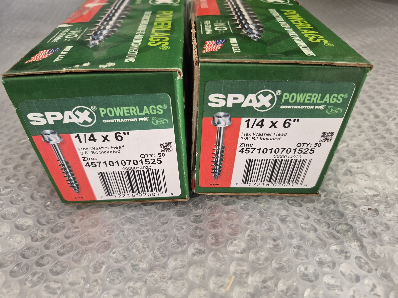 (2) SPAX 1/4 in. x 6 in. Hex Head Hex Drive Zinc Coated Lag Screw (50 per Box) — main image