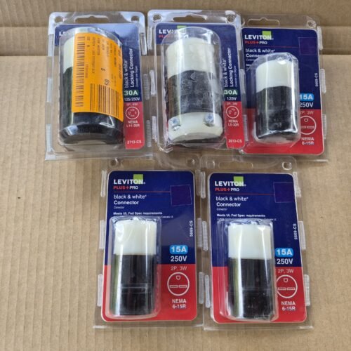 Lot of 5 Leviton Black & White Industrial Grade Locking Connectors - 15A & 30A — image 1 of 13