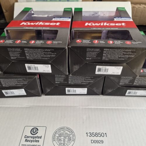 (5)Kwikset Halifax Square Satin Brass Passage Hall/Closet Handle Door Handle — image 2 of 18