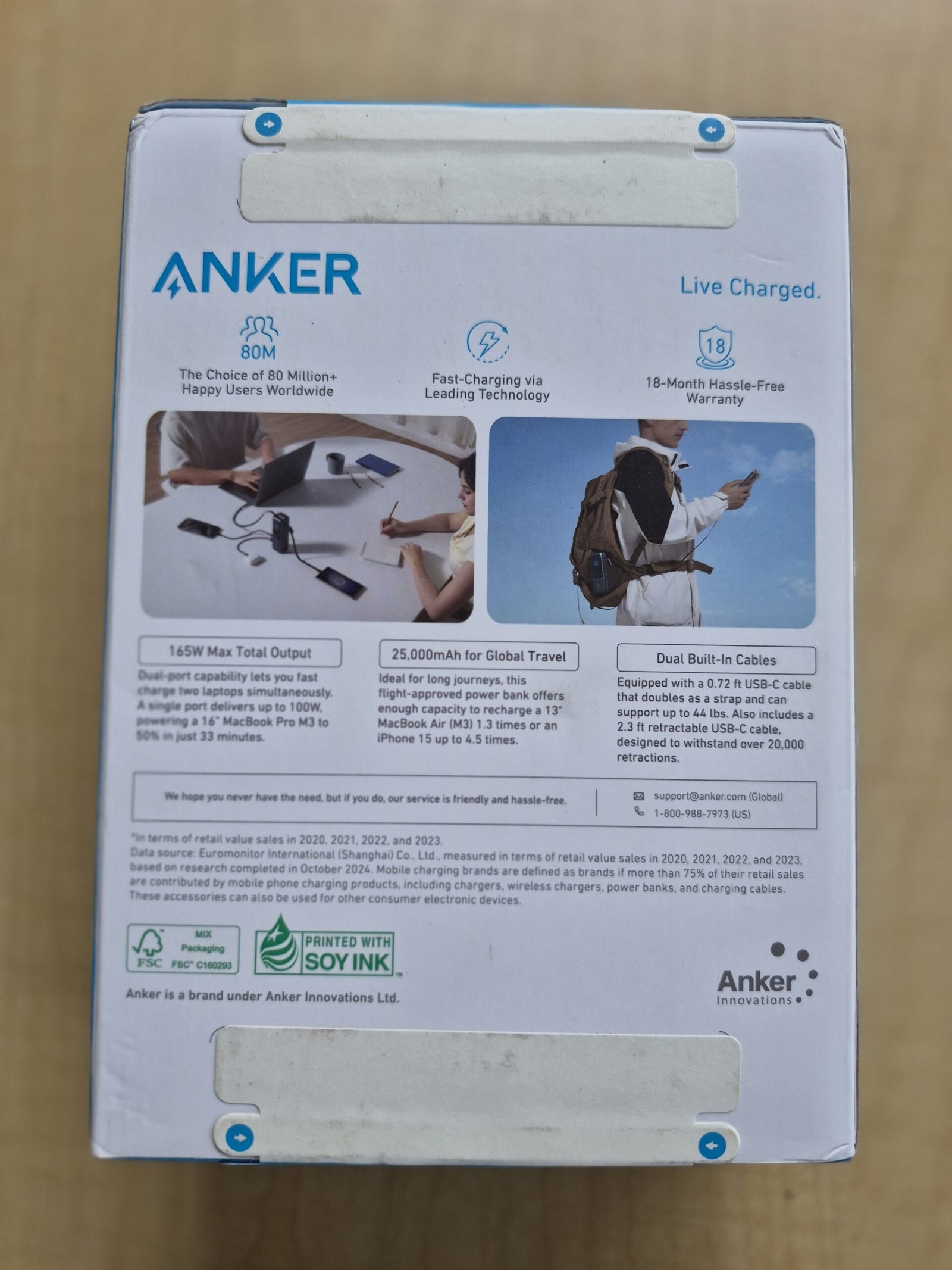 Anker 25000mAh Power Bank Triple 100W USB-C Fast Charge Built-in Cables - SEALED — image 3 of 10