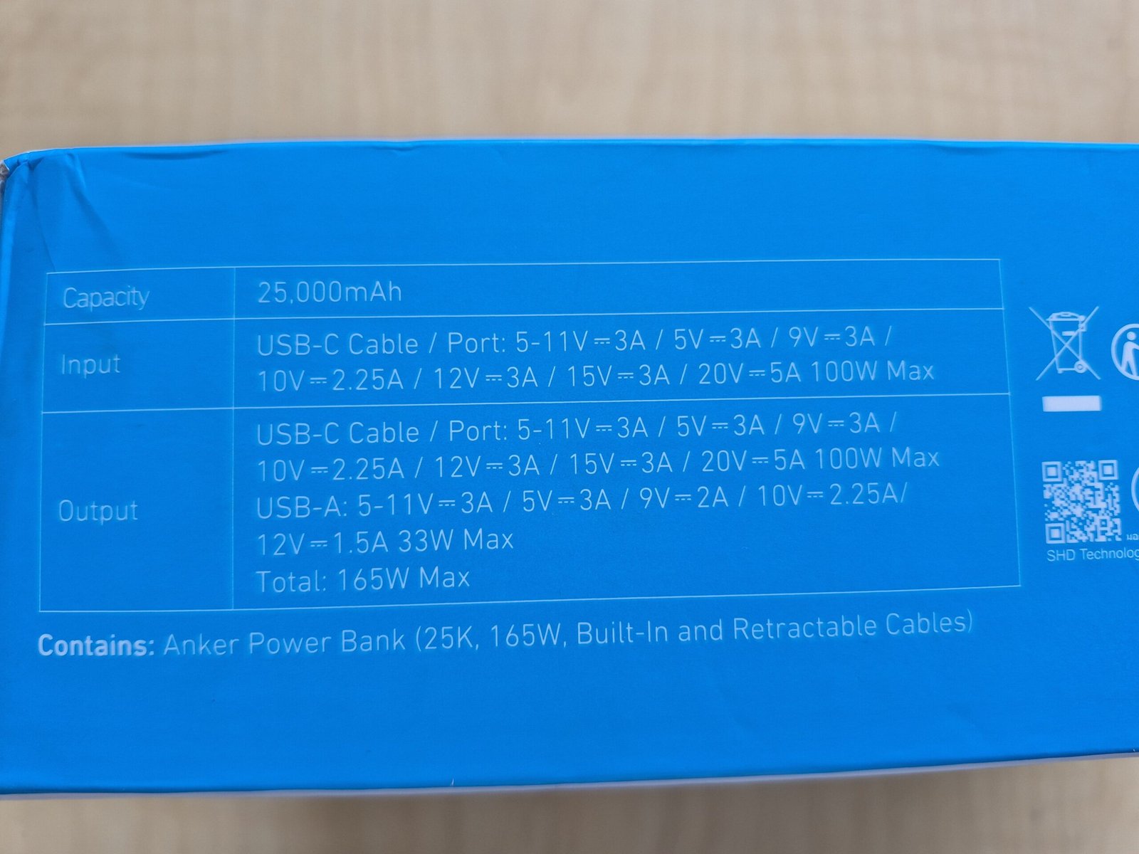 Anker 25000mAh Power Bank Triple 100W USB-C Fast Charge Built-in Cables - SEALED — image 7 of 10