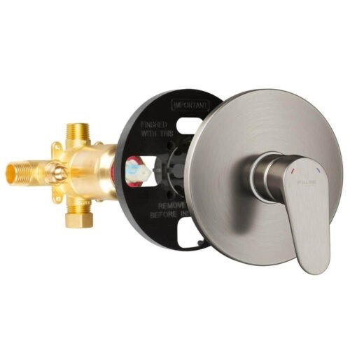 PULSE Showerspas Tru-Temp 1-Handle Pressure Balanced 1/2 in. Rough-In Valve Trim Kit in Brushed Nickel (Valve Included) 3001-RIV-PB-BN — main image