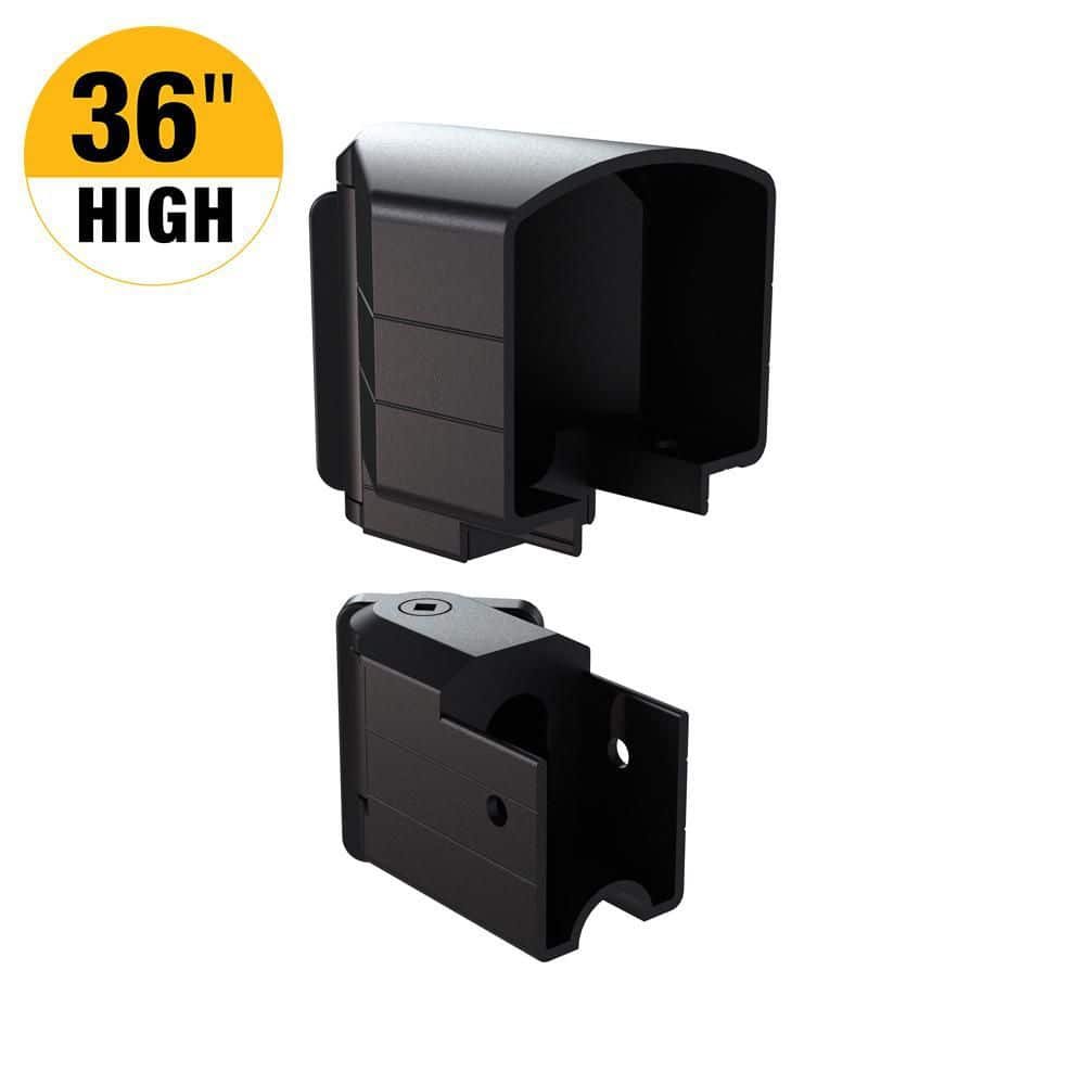 PEAK Aluminum Railing 3 in. H x 2.5 in. W Matte Black Aluminum Deck Railing Horizontal Angle Bracket Kit for 36 in. high system 36951 — main image