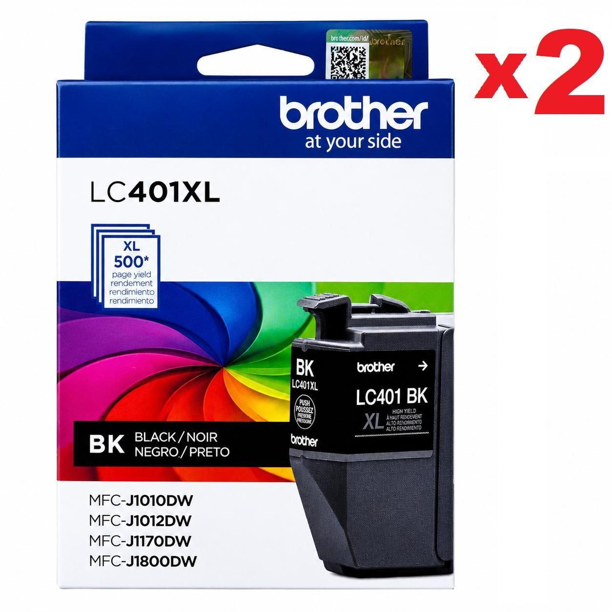 (2) Genuine Brother LC401XLBKS 500 Page-Yield High-Yield Ink - Black New — main image