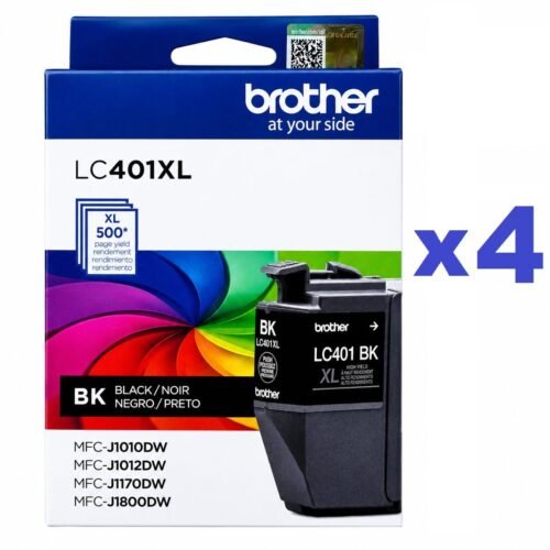 (4) Genuine Brother LC401XLBKS 500 Page-Yield High-Yield Ink - Black New — main image