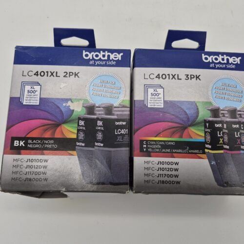Genuine Brother LC401XL High Yield Ink Cartridges - Set of 5 (2 BK, 1 C/M/Y) Exp — image 1 of 5