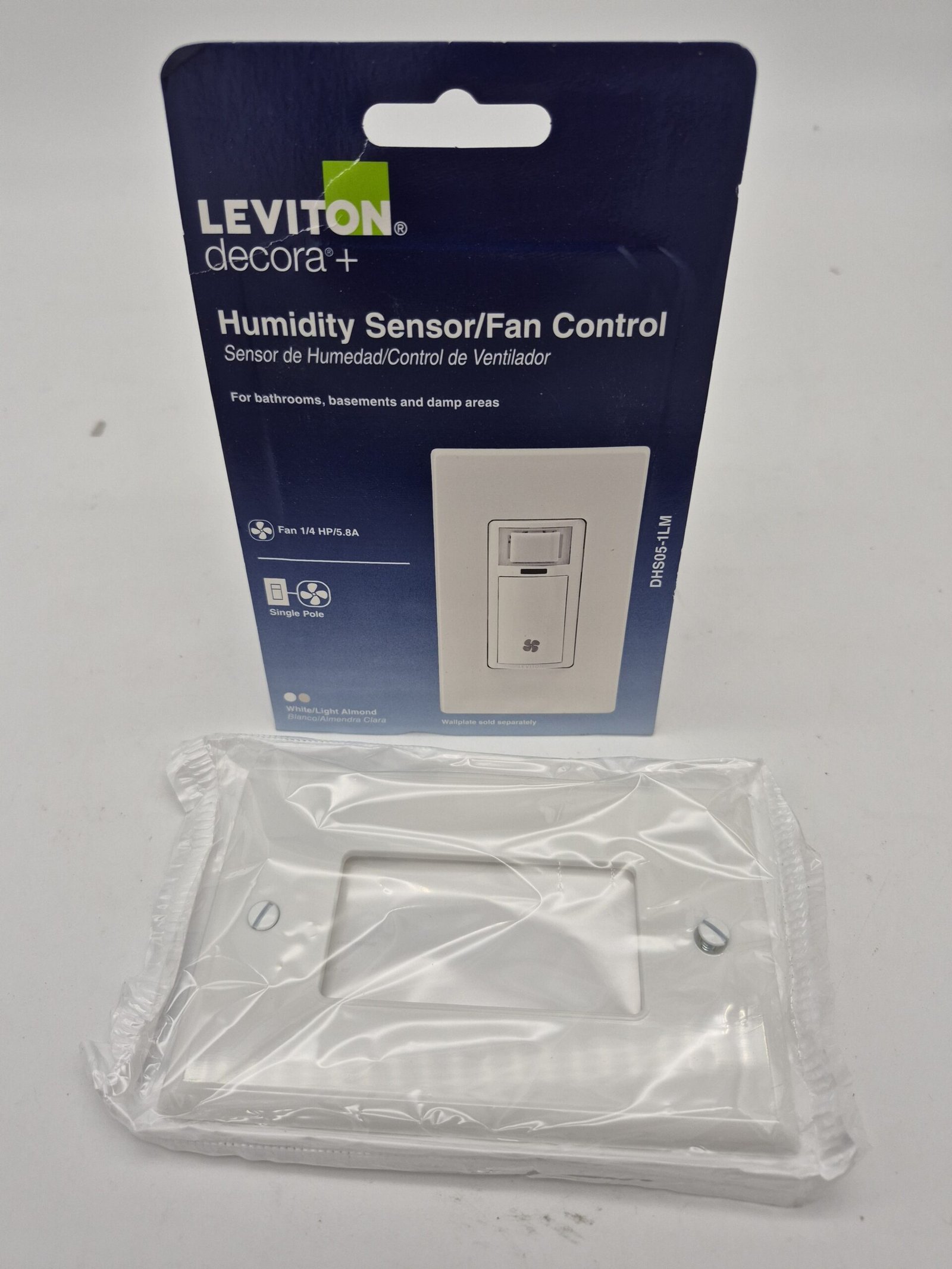 Leviton Decora Humidity Sensor Switch Bathroom Exhaust Fan Control w/ Wallplate — image 2 of 16