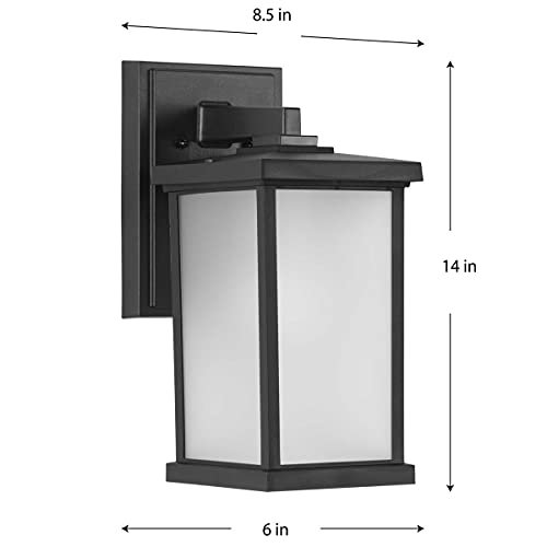 Progress Lighting 1-Light Frosted Shade Traditional Outdoor Wall Lantern Light, Trafford Non-Metallic Lantern Collection, Outdoor, P560289-031, Textured Black — image 3 of 4