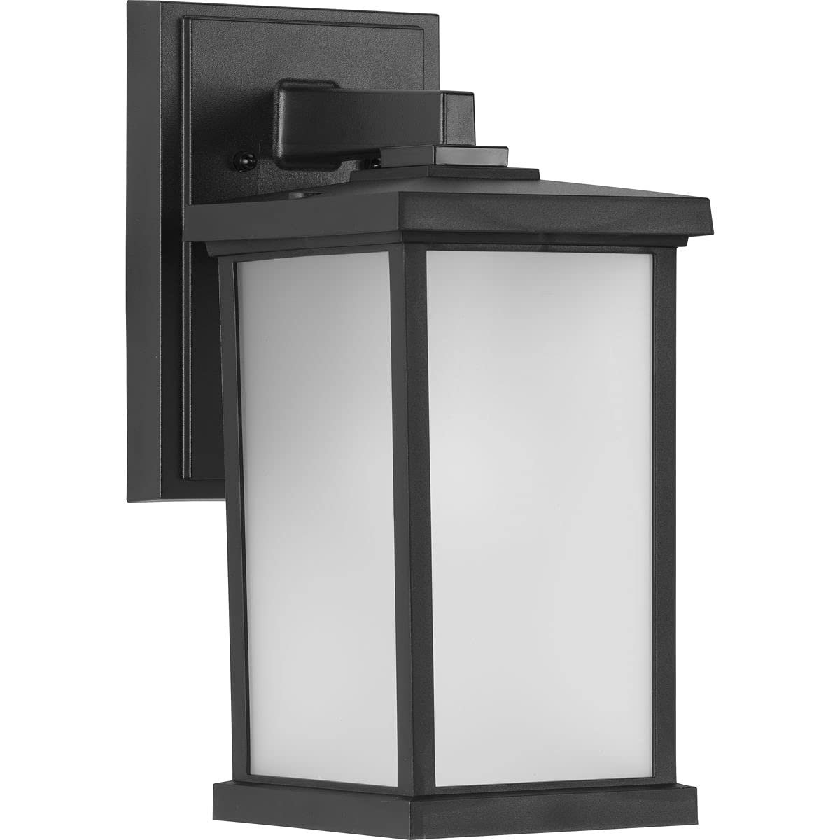 Progress Lighting 1-Light Frosted Shade Traditional Outdoor Wall Lantern Light, Trafford Non-Metallic Lantern Collection, Outdoor, P560289-031, Textured Black — main image