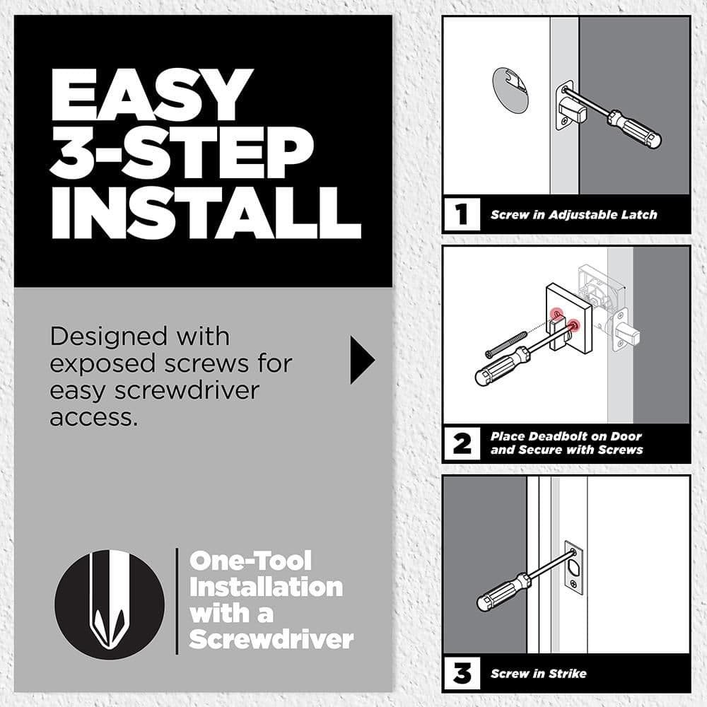 Kwikset 660 Series Satin Nickel Keyed Square Deadbolt Keyed One Side Featuring SmartKey Security 660SQT 15 SMT CP — image 7 of 10