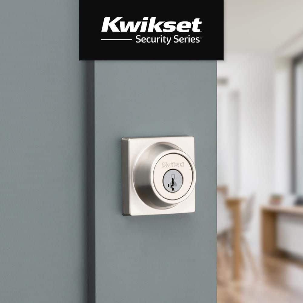 Kwikset 660 Series Satin Nickel Keyed Square Deadbolt Keyed One Side Featuring SmartKey Security 660SQT 15 SMT CP — image 2 of 10