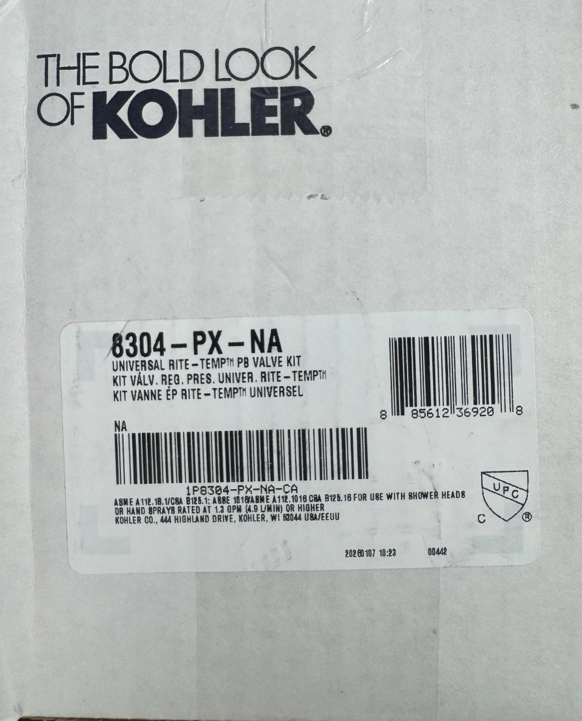Kohler K-8304-PX-NA Rite-Temp 1/2 Inch Pressure Balancing Valve & Cartridge Kit — image 2 of 5