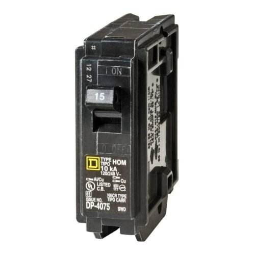 (10) Square D Homeline 15-Amp Single-Pole Circuit Breaker (HOM115CP) HOM115CP — main image