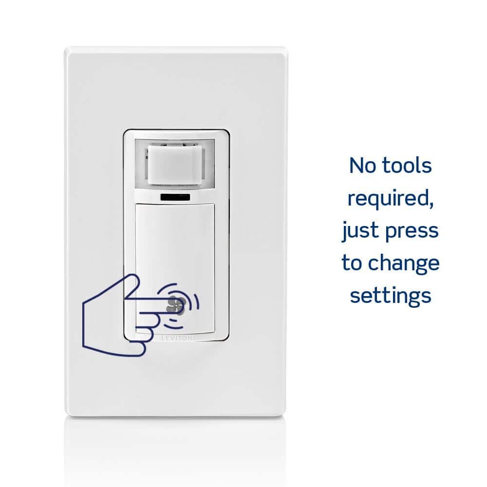 Leviton Decora In-Wall Humidity Sensor for Bathroom Exhaust Fan Control Switch, 1/4 HP, Residential Grade, Single Pole, White R02-DHS05-1LM — image 9 of 15