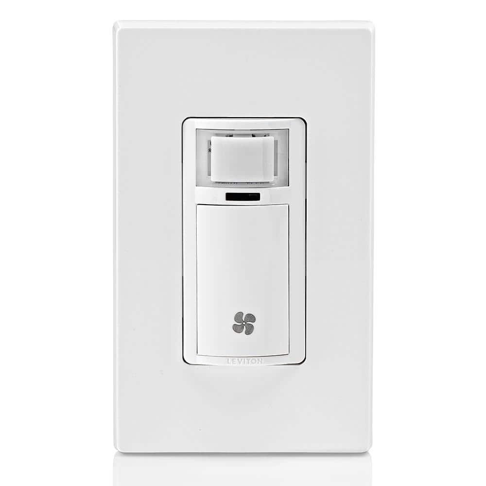 Leviton Decora In-Wall Humidity Sensor for Bathroom Exhaust Fan Control Switch, 1/4 HP, Residential Grade, Single Pole, White R02-DHS05-1LM — image 2 of 15