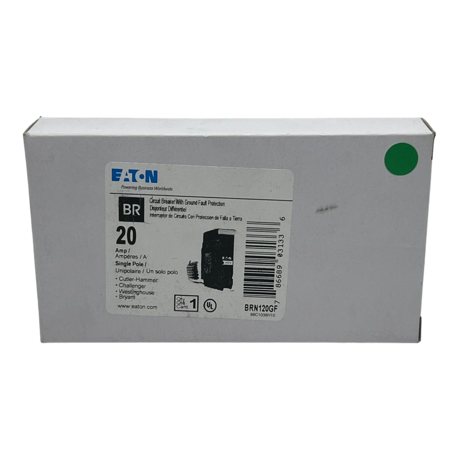 Eaton BRN120GF Br Gfci, 5ma, 1 Pole, 10kaic, 20a, Pigta — image 5 of 10
