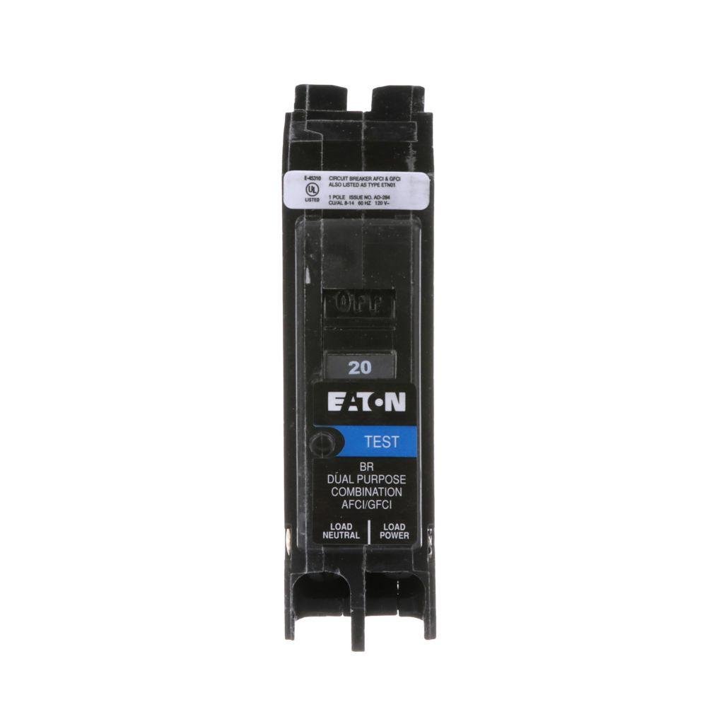 Eaton BR 20A Single-Pole AFCI/GFCI Circuit Breaker BRP120DF — image 4 of 8