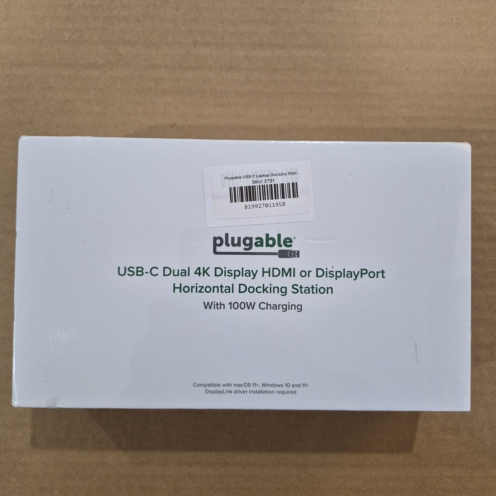 Plugable UD-6950PDH USB-C Laptop Docking Station, Two HDMI 4k or DisplayPort — main image