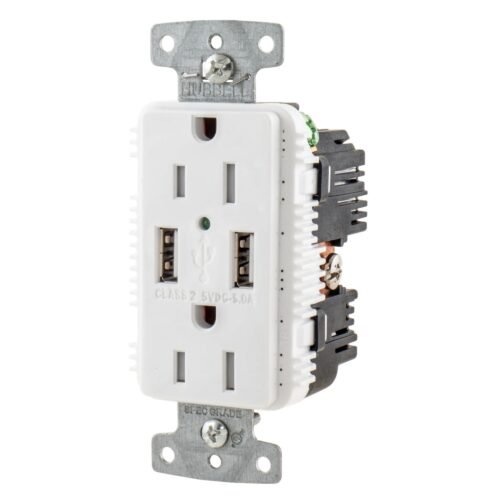 Hubbell USB15A5W USB Charger Type A Outlet Wall Receptacle White NEW — main image