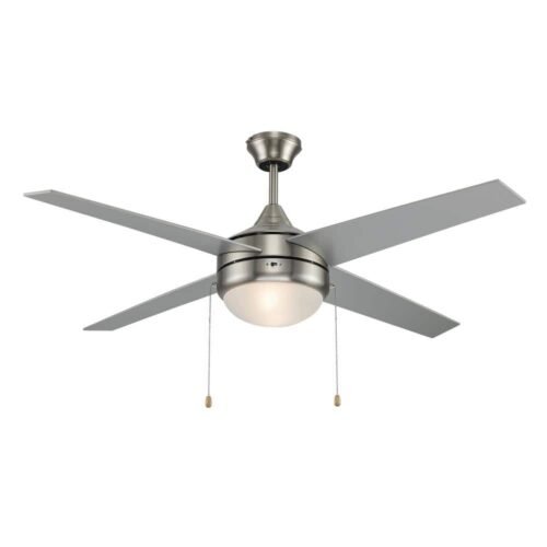 Bel Air Lighting Cappleman 52" Brushed Nickel Ceiling Fan with Light, 4 Blades, New — main image