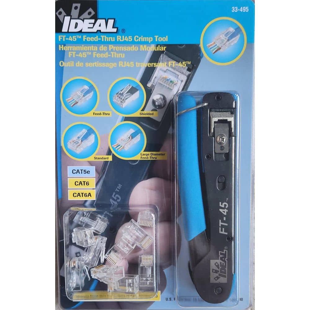 FT-45 Feed Thru Modular Plug Crimper + 10 CAT6 Plugs — image 9 of 10