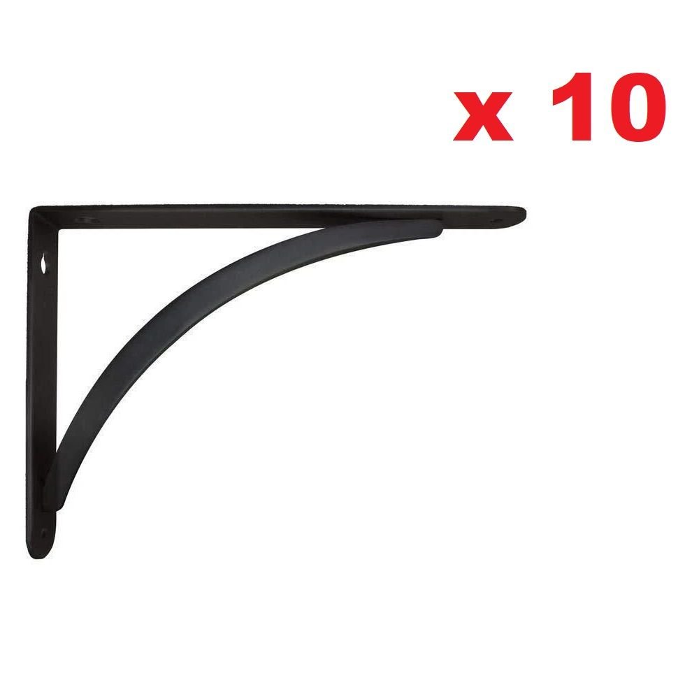 Box of 10 StyleWell 6.5 in. x 9 in. Black Cove Arch Decorative Shelf Brackets — main image