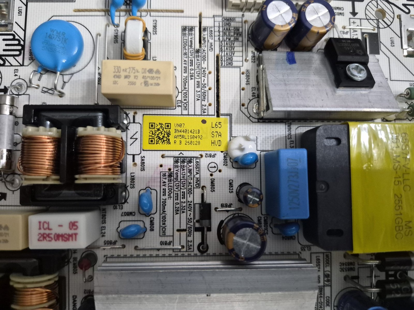 OEM Samsung UN65U8000H 65" TV Power Supply Board BN44-01421B L65S7_HVD — image 2 of 8