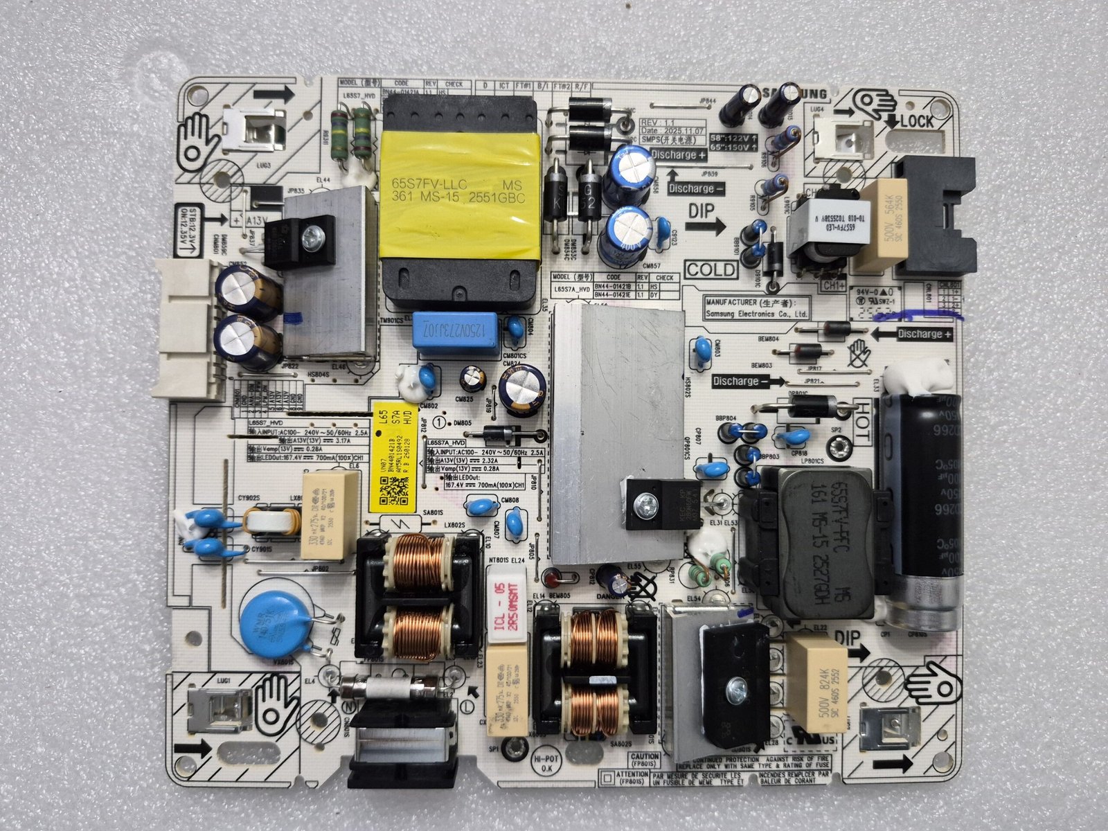 OEM Samsung UN65U8000H 65" TV Power Supply Board BN44-01421B L65S7_HVD — image 3 of 8