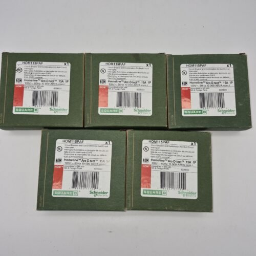Lot of 5 HOM115PAF Square D Homeline 15A Pole A Circuit Breaker combination AFCI — main image