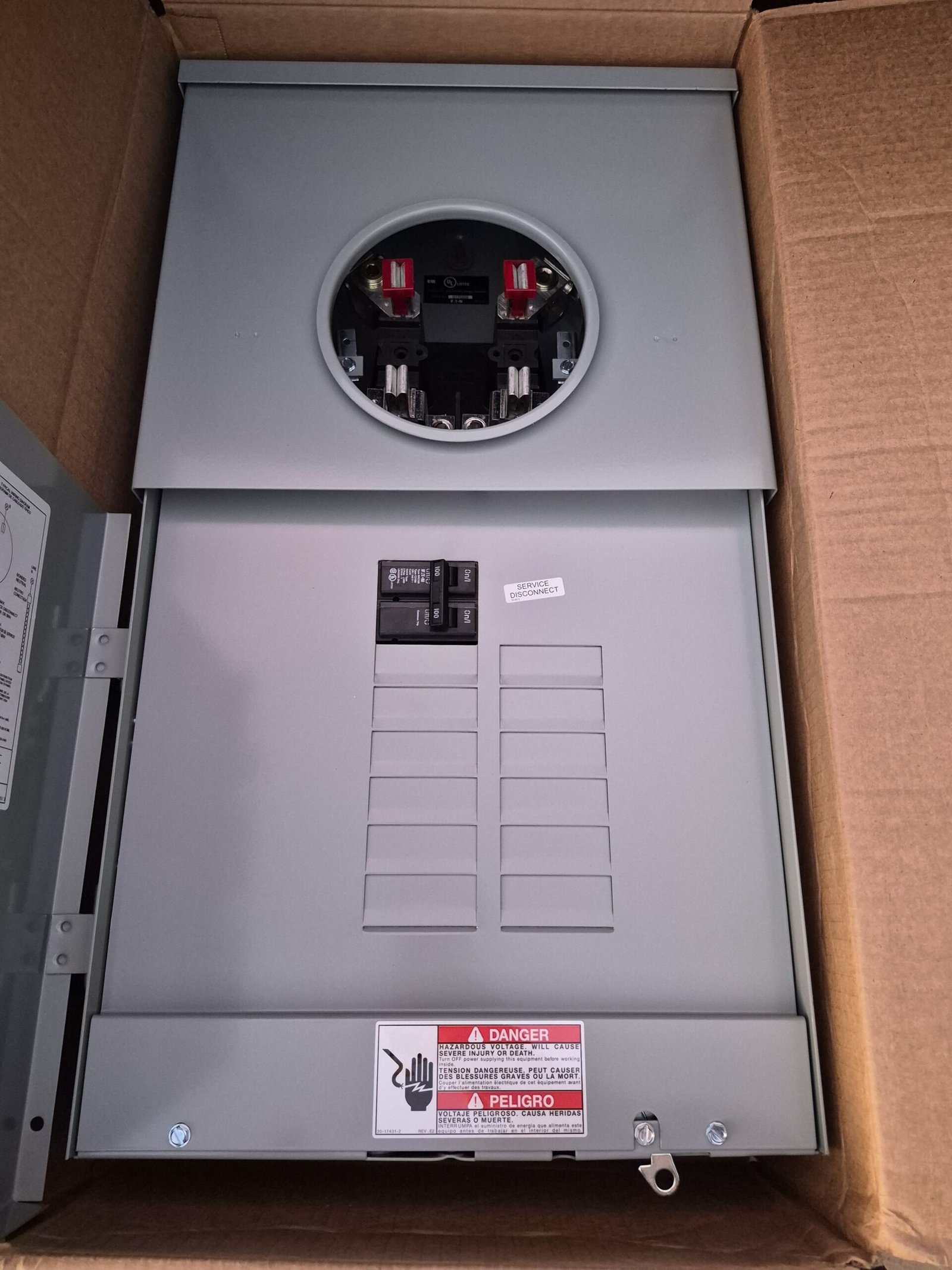 Eaton 100A 12-Space 24-Circuit EUSERC Surface Main Breaker Meter Panel — image 9 of 13