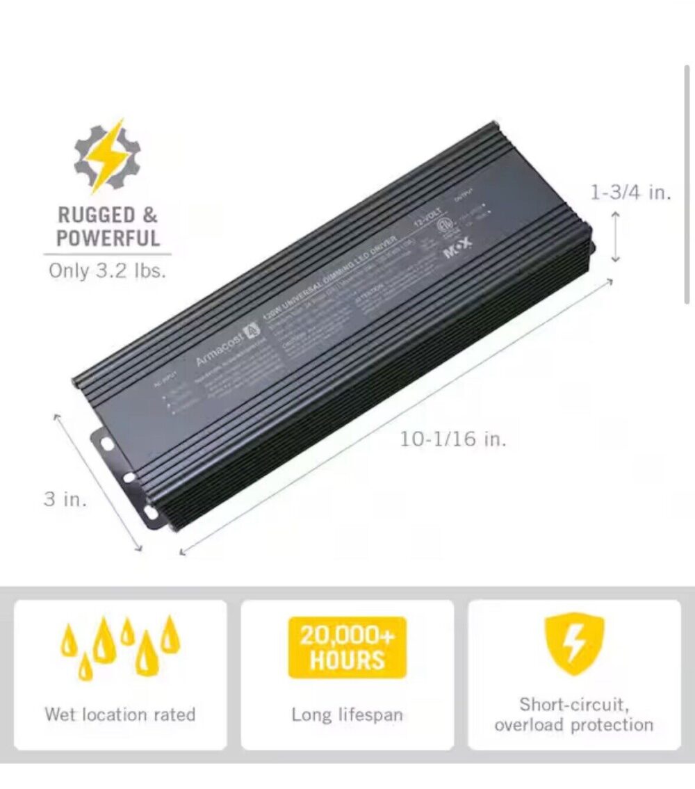 Armacost Lighting 841200 120-Watt Dimming Led Driver 12-Volt Dc Power Supply - Image 5