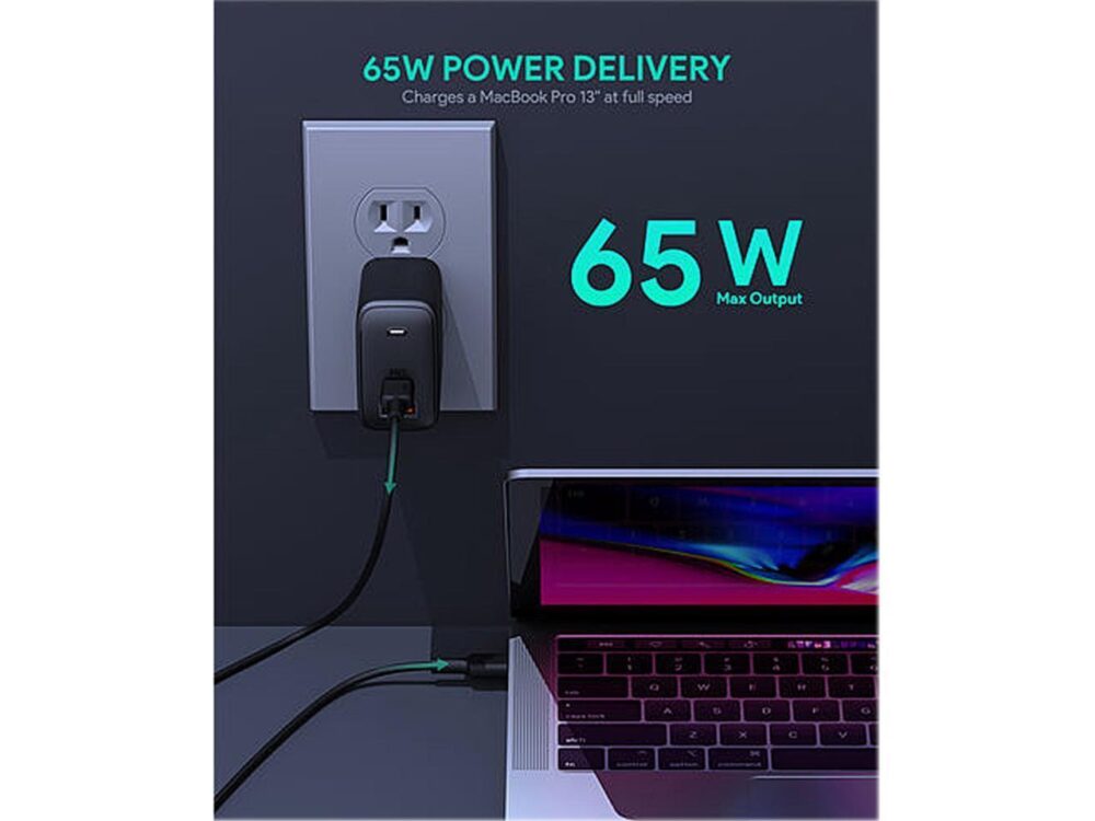 AUKEY PA-B3 Omnia 65W Fast USB C Charger (5V 3A, 9V 3A, 12V 3A, 15V 3A, 20V 3.25A) - Image 3