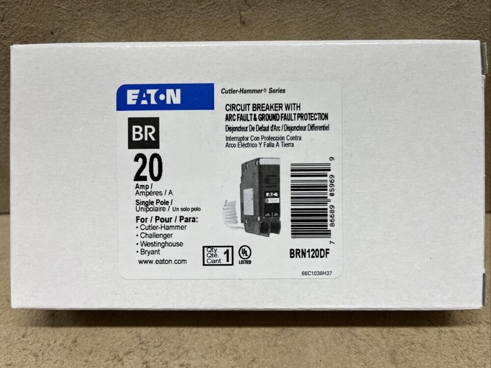 NEW BRN120DF Eaton 20-Amp 1-Pole Dual Function AFCI GFCI Circuit Breaker - Image 2