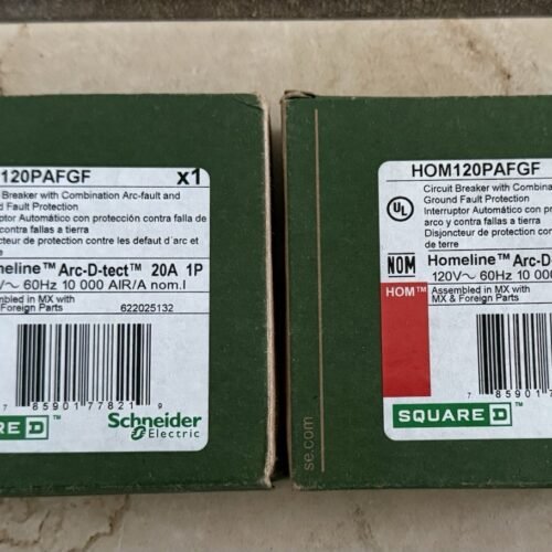 Lot Of 2 Square D Schneider Electric HOM 120PAFGF Arc-Detect 20A 1 Pole Breaker — main image