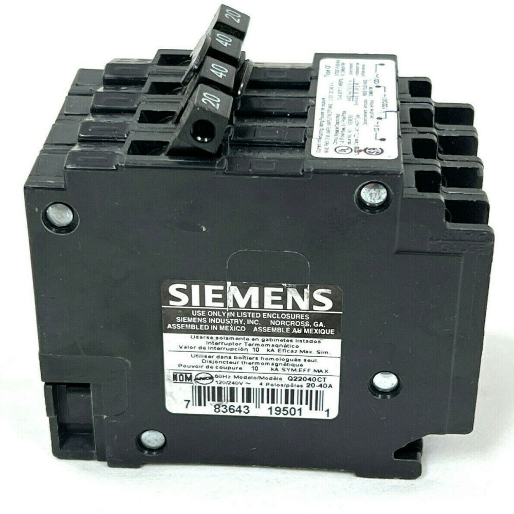 Siemens Q22040CT 20/40 Amp 2 Single Pole 1 Double Pole 120/240V Breaker TYPE QT - Image 3