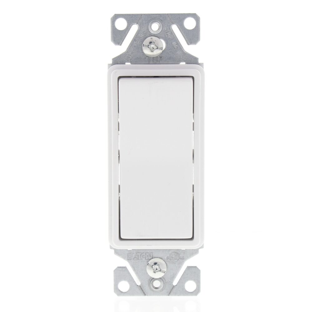 10 Eaton White Decorator Rocker Wall Light Switches 15A Single Pole 7501W - Image 4