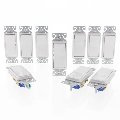 10 Eaton White Decorator Rocker Wall Light Switches 15A Single Pole 7501W